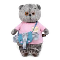 BUDI BASA Ks19-172 Мягкая игрушка BUDI BASA Кот Басик в футболке и с сумочкой - слоник 19 см