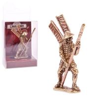 Амберкинг SAM-02 Фигурка литая. Солдатик металлический. Самурай с копьем и двумя флагами 54мм (1:32) латунь