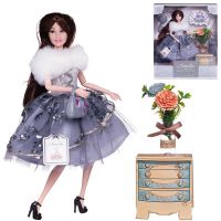 ABtoys (АБтойс) PT-01626 Кукла ABtoys "Amelia. Роскошное серебро" в платье с меховой накидкой, темные волосы 30см