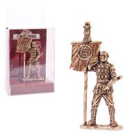 Амберкинг SAM-05 Фигурка литая. Солдатик металлический. Самурай с флагом 54мм (1:32) латунь