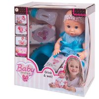 ABtoys (АБтойс) PT-01036/голубой Кукла ABtoys Baby boutique Пупс в голубом платье 30см, пьет и писает