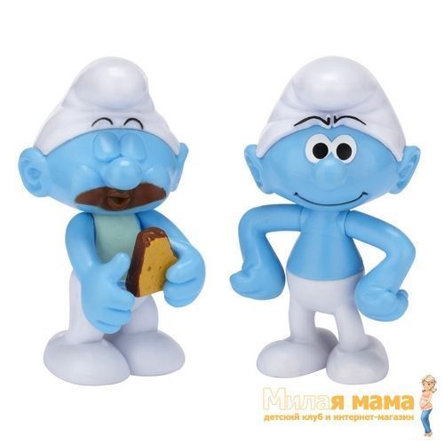 Jakks 15049 Набор из 2-х фигурок Смурфиков, Смурф и Обжора, 6 см