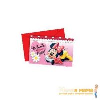 Procos 80565 Приглашения в конвертах "Минни Маус с маргаритками", 6 шт.
