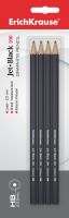 ErichKrause 45477EK-no Карандаш чернографитный шестигранный ErichKrause Jet Black 100 HB (в блистере по 4шт.)