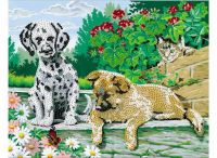 Рыжий кот SP40002 Картина из пайеток Дружные щенки, 40x50 см