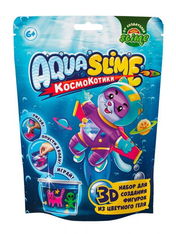 Slime AQ003 Набор для эксперементов Aqua Slime КосмоКотитки малый для изготовления фигурок из цветного геля