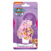 ND Play 292942 Свеча для торта ND Play Щенячий патруль, цифра 4 с героем для девочек, парафиновая, в блистере