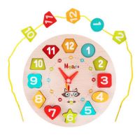 Mapacha 76847 Развивающая игра Mapacha 3 в 1 Часы вкладыш, шнуровка, обучение формам и цифрам