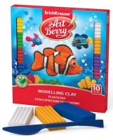 ErichKrause 41762EK Пластилин ArtBerry с Алоэ Вера, 10 цветов/180г, со стеком