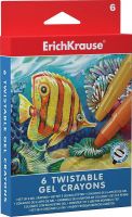 Гелевые мелки ErichKrause Twist 6цв/короб с европодвесом