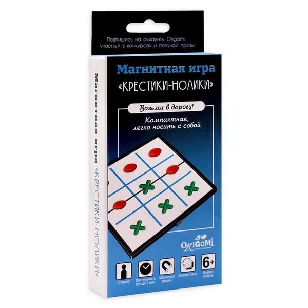 ORIGAMI 05321 Игра настольная, магнитная.Крестики-нолики. 11 предметов