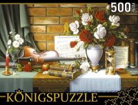 Konigspuzzle АЛК500-8333 Пазлы Цветочный натюрморт со скрипкой, 500 элементов