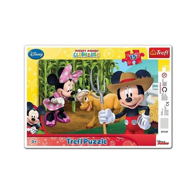 Trefl 31131 Пазл-рамка - Микки и Минни в деревне, 15 деталей