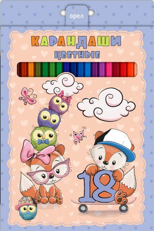 Hatber BKc-18114 Карандаши цветные Hatber VK Друзья-мультяшки, 18 цветов