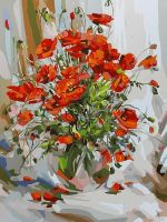 Раскраски по номерам. Букет маков 30*40 см