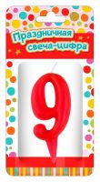 ND Play 297392 Свеча для торта ND Play Тортик цифра 9 парафиновая, цвет красный