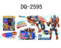 Junfa Toys SB201-1 Робот-бластер 2в1 Fire Dragon Holy Gun с мягкими снарядами, защитные очки в комплекте