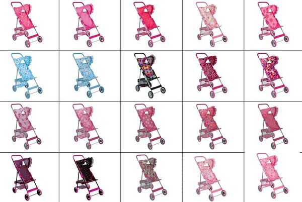 MELOBO 8804ABCH Коляска для кукол, с крышей, ремешками для фиксирования куклы, корзиной для игрушек, 59*34*65 см, Buggy Boom Mixy