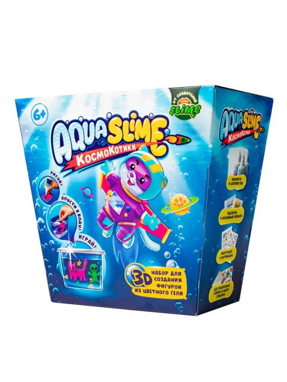 Slime AQ001 Набор для эксперементов Aqua Slime КосмоКотитки средний для изготовления фигурок из цветного геля