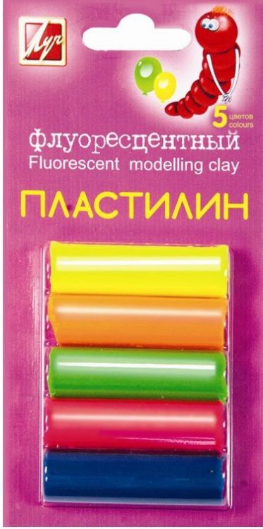 Пластилин Флуоресцентный, 5 цветов