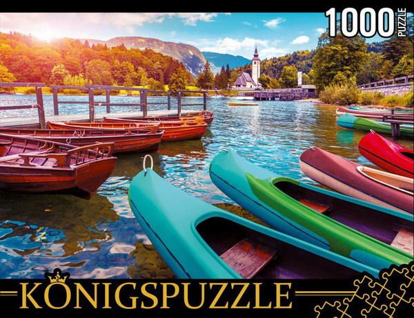 Konigspuzzle ГИК1000-6522 Пазл Лодки на горном озере, 1000 элементов