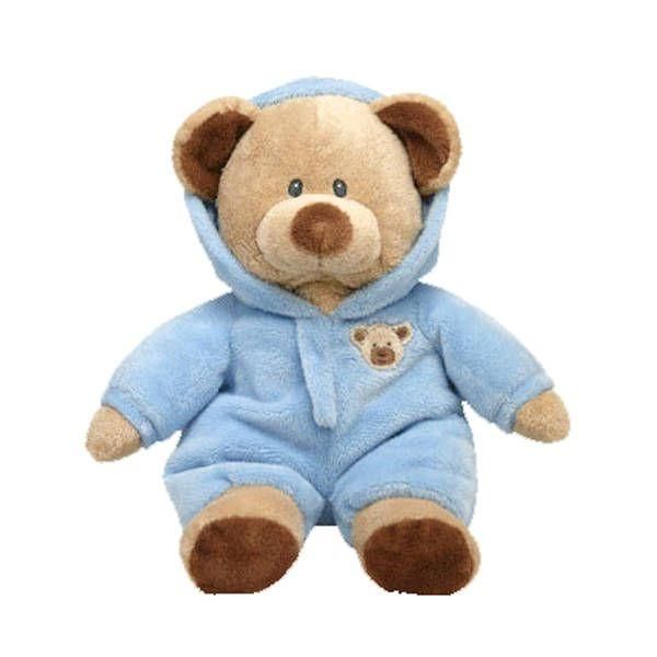 TY 32130 Pluffies Мягкая игрушка Медвежонок в голубом комбинезоне, 25 см