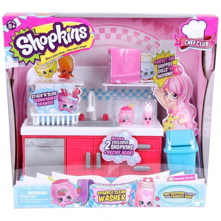 Moose 56150 Shopkins S6 Игровой набор Сияющая кухня Посудомоечная машина