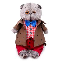 BUDI BASA Ks25-111 Мягкая игрушка Кот Басик в костюме с бантом, 25 см