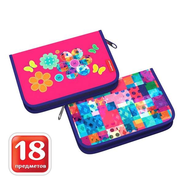 ErichKrause 48303ЕК Пенал-книжка с наполнением ErichKrause® 135x205x30мм Patchwork
