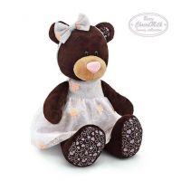 Orange Toys M5040/25 Мягкая игрушка Медведица Milk в платье с вышивкой, 25 см