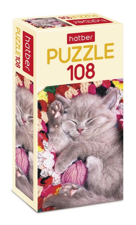Hatber 108ПЗ4-19064 Пазл Hatber Котиков много не бывает,108 элементов, формат А4, 300Х210мм