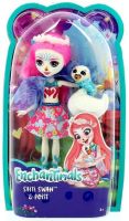 Mattel FRH38 Энчантималс Кукла Saffi Swan с любимой зверушкой, 15 см