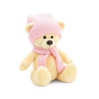 Orange Toys MA1994/17 Мягкая игрушка Медведь Топтыжкин жёлтый, в шапке и шарфе, 17 см