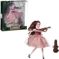 Junfa WJ-22282/1 Кукла Junfa Atinil (Атинил) Яркое настроение (в платье с розовой юбкой) в наборе со скрипкой и аксессуарами, 28см