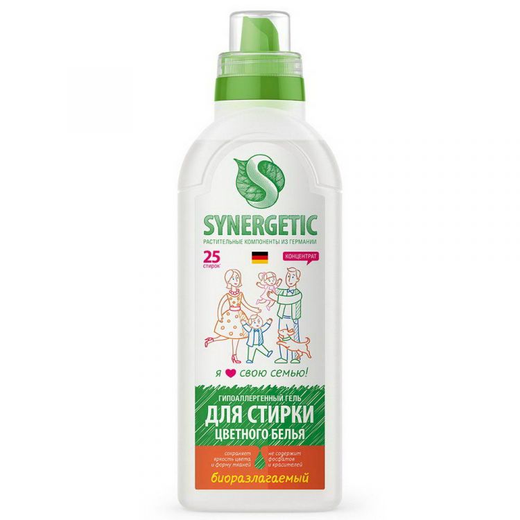 SYNERGETIC 109753 Гель для стирки SYNERGETIC Цветного белья 0,75л
