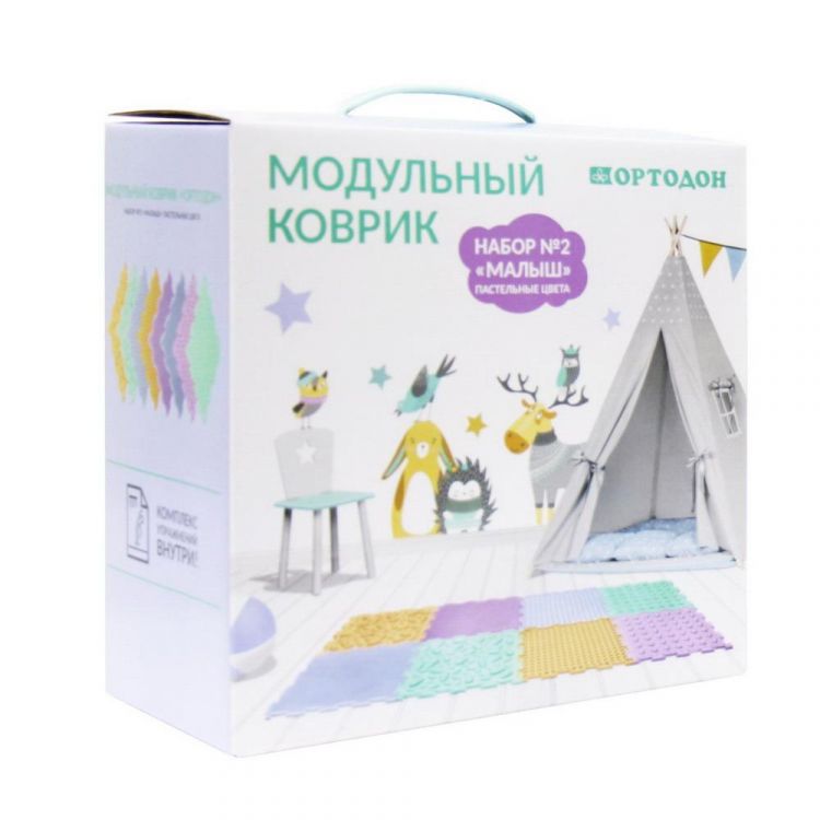 ОРТОДОН 52849 Коврик ОРТОДОН Малыш набор №2 пастельные цвета, ортопедический, модульный