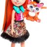 Mattel FRH39 Энчантималс Кукла Tanzie Tiger с любимой зверушкой, 15 см