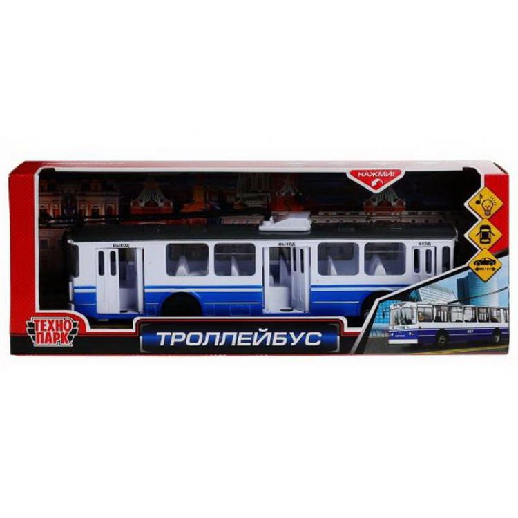 Технопарк SB-14-02-GN-OB Машинка инерционная Технопарк Троллейбус открываются двери, свет,звук 31,5см