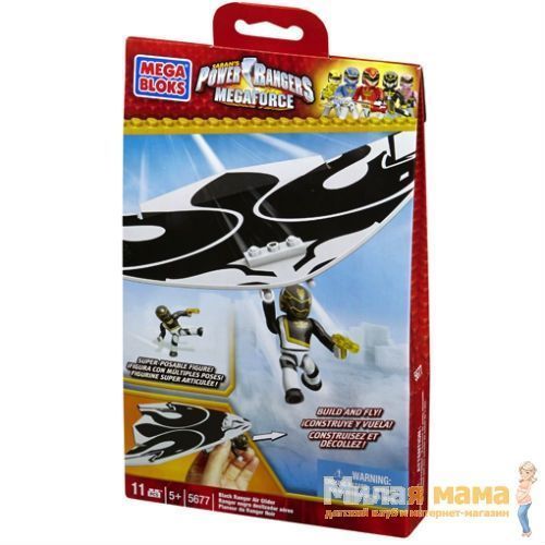 Mega Bloks 5677 Конструктор Могучие рейнджеры, фигурка с планером черная