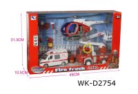 Junfa 9929C Набор игровой Junfa Служба спасения (пожарная машина, скорая помощь, вертолет, акссесуары), со световыми и звуковыми эффектами, в коробке