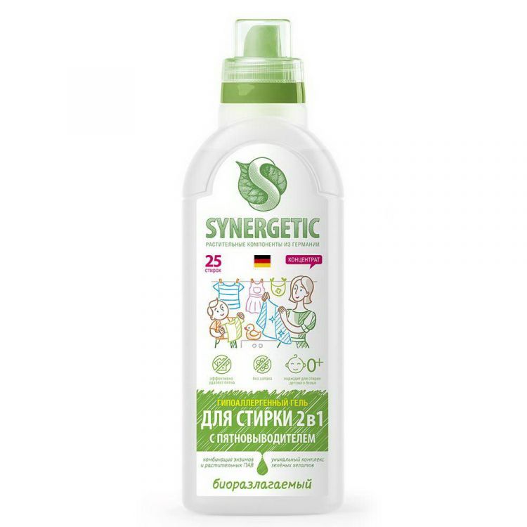 SYNERGETIC 109802 Средство для стирки SYNERGETIC 2в1 0,75л
