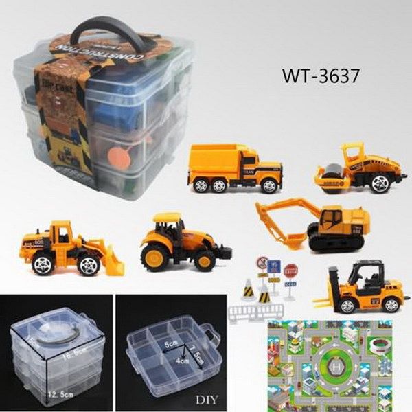 JUNFA JH933-K1 Машинки металлические 1:64, в наборе 6 штук, с аксессуарами, 15х15х13 см