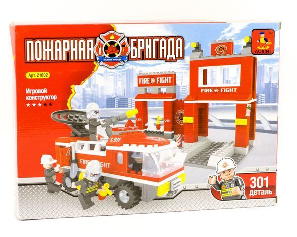 Ausini 21602 Конструктор Пожарная станция "Пожарная бригада", 301 дет.