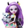 Mattel GFN44 Энчантималс Кукла Лемур Ларисса с любимой зверушкой, 15 см