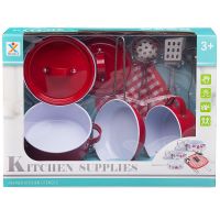 Junfa WK-14792 Игровой набор Junfa Посуда металлическая (красная), в наборе 8 предметов