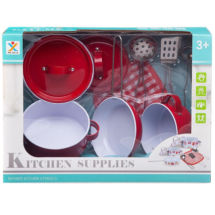 Junfa WK-14792 Игровой набор Junfa Посуда металлическая (красная), в наборе 8 предметов Junfa WK-14792 Игровой набор Junfa Посуда металлическая (красная), в наборе 8 предметов
