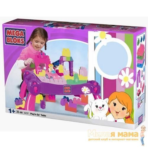 Игрушка Игровой столик с конструктором Макси (25 дет.), розовые цвета