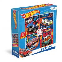 ORIGAMI 07079 Пазл ORIGAMI Hot wheels Готовы к старту 4в1 9-16-25-36 элементов