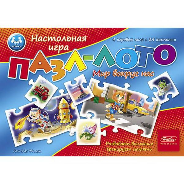 Hatber 24ИнЛ-13028 Игра настольная Пазл-лото Мир вокруг нас, 24 элемента, 4 поля