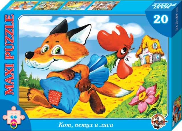 Десятое королевство 00196ДК Пазл макси Кот, петух и лиса, 20 деталей